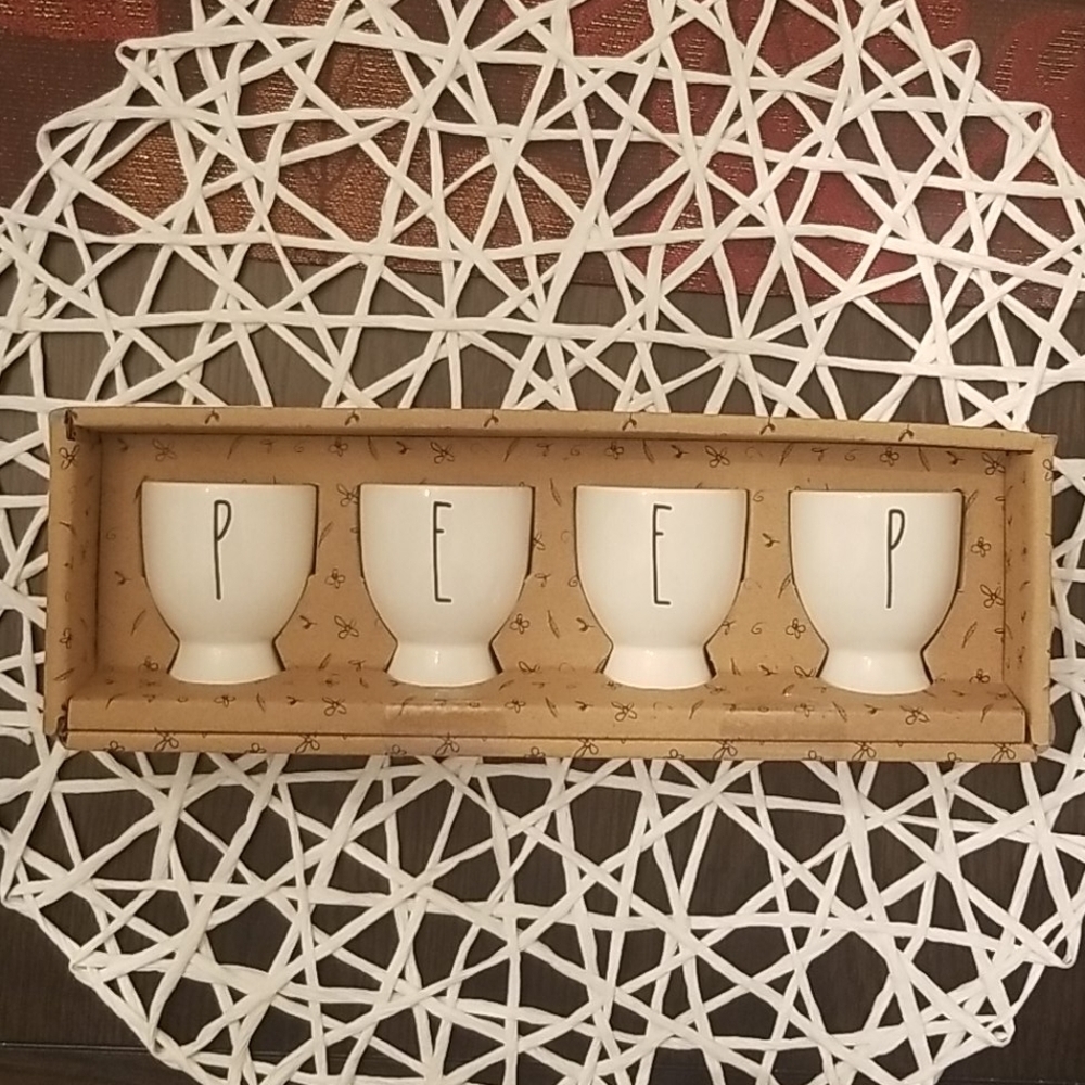 Rae Dunn PEEP Easter Egg Cermic Dyed Egg Holder Cups
